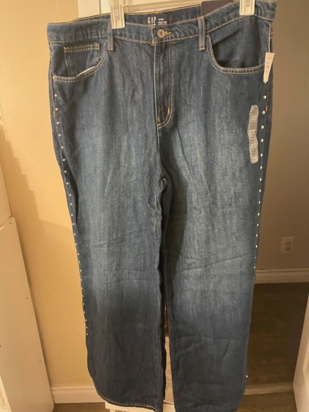 GAP Medium Blue Wide-Leg Jeans with Side Stud Detail